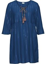 Tunika mit Lurex Gr. 40 Blau Silber Gestreift Damentunika Bluse Oberteil Neu