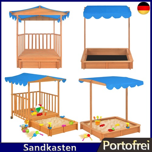Sandkasten holz mit blau dach - mit,
