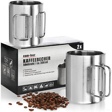 2x Edelstahl-Kaffeebecher, 300 ml je Tasse, Thermo-Trinkbecher aus Edelstahl 304