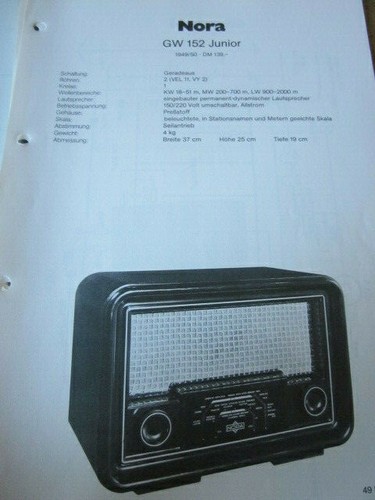Schaltplann radio nora 152 - radio,