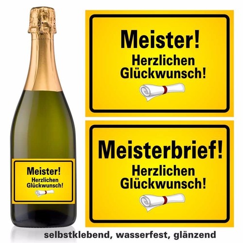 Aufkleber sektflasche meister - aufkleber,