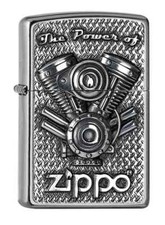 Zippo Feuerzeug V-Motor silber