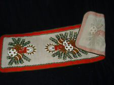 ~70er Jahre: Jute / BW Weihnachten Sideboard-Läufer Advent Tischläufer VINTAGE