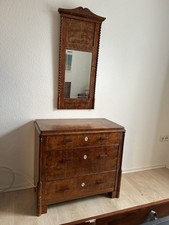 Antike Kommode mit passendem Spiegel, 1930er Jahre, Wurzelholz