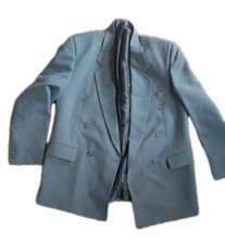 Sakko Doppelreiher Herren Blau Grau 54 Vintage Anzugjacke