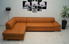 Echtleder Ecksofa London mit Bettfunktion Leder Rindsleder Eckcouch