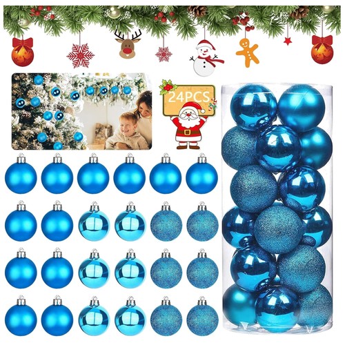 Weihnachtskugeln blau - blau, 24