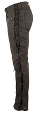 Nubuk Lederhose Bikerhose Rockerhose Motorrad Lederjeans Braun geschnürt