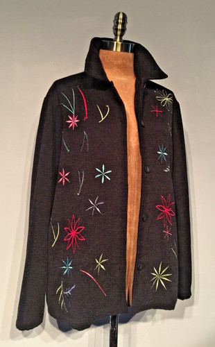 Schwarze bestickte jacke - schwarze,