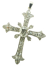 Antik Damen Altschliff Diamant Kreuz 585 Weißgold 14 Karat Diamant Kreuz