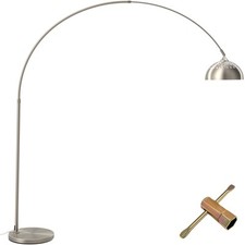 Bogenleuchte Arcus, Stahl, Retro-Stil, 60W Bogenlampe Nickel matt B-Ware