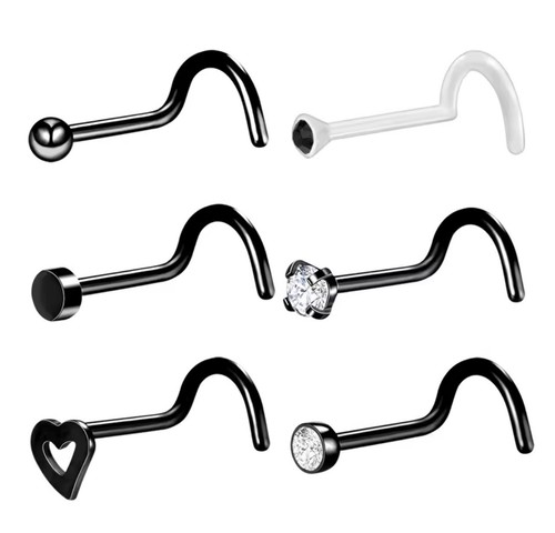 6er set nasenpiercing - nasenpiercing, stecker