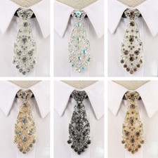 Herren Damen Strass Krawatte Kristall Hochzeit Party Club Zubehör Chic
