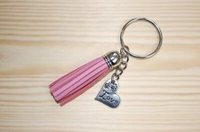 Schlüsselanhänger Taschenanhänger Quaste aus Kunstleder in Rosa mit Herz
