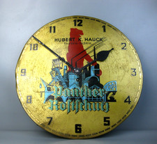 alte Werbeuhr Panther Rostschutz Hauck Farben-Fabrik Metall Uhr mechanisch 40cm