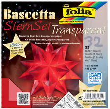 folia Faltblätter Bascetta-Stern rot-transparent 115 g/qm 150 x 150 mm 32 Blatt