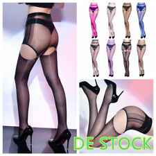 DE Damen Metallic Glänzend Pantyhose Strumpfgürtel Nylon Halterlose Strümpfe 