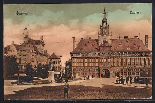Ansichtskarte emden rathaus - ansichtskarte, emden,