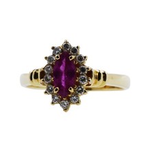 Ring 750 Gold 18 Kt Gelbgold Rubin Diamant 0,35 Ct Brillant Damen Wert 2390,-