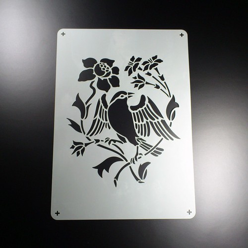 Schablone vogel blume - blume, ast