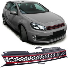 Sport Kühlergrill ohne Emblem Schwarz Rot passend für VW Golf 6 auch GTI 08-13