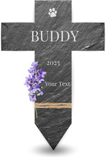 Schiefer Grabkreuz für Tiere mit individueller Gravur 30x20 cm Gedenkstein