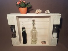 Holzregal Wandregal Gewürzregal Board Handarbeit aus Paletten in Weiss + Befest.