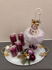 Adventsgesteck Weihnachtsgesteck Adventskranz Baum Lila Gold