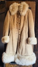 Wildledermantel / Mantel mit Fellfutter Größe S Hippie