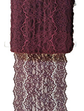 Elastische Spitzenborte Spitze Meterware 50 cm Gipüre Spitzenband Aubergine