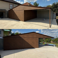 Blechgarage 12x6 m Carport Metallgarage Holzoptik Kfz Lager Lieferung Montage