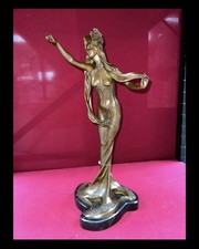 Bronzefigur Jugendstil Bronze Skulptur Frau Statue Signiert Bronze Figur