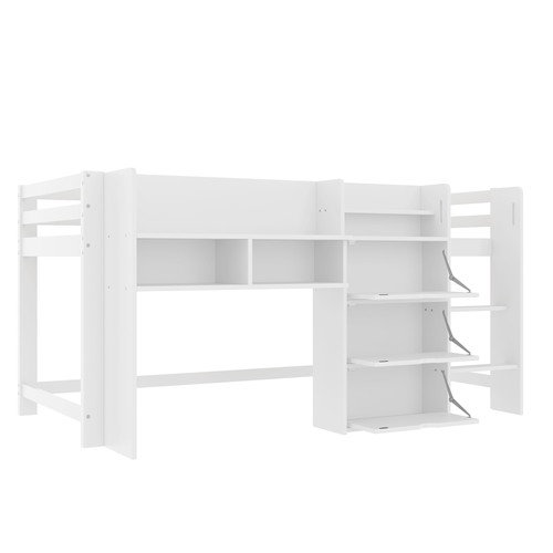 Hochbett weiß 90x200 - weiß,