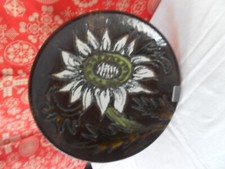 Wandteller Keramik Handarbeit Motiv Sonnenblume 29cm