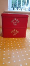 Rot und Gold Vintage Stewart 2 Stufen Stapelbar Quadratisch Kuchen Aufbewahrungsboxen. Backen