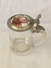 Bierkrug glas zinndeckel - glas,