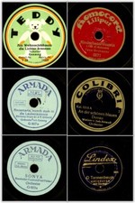 6x SCHELLACKPLATTE KLEINFORMAT 15 CM Weihnachten u.a., fürs Kiddyphone 78' M138