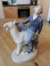 Royal Copenhagen Figur Hans Clodhopper Junge auf Ziege hält Ente Nr. 1228