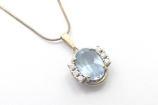 Halskette 925 Sterling SILBER silver argento collana Blautopas pendant vergoldet