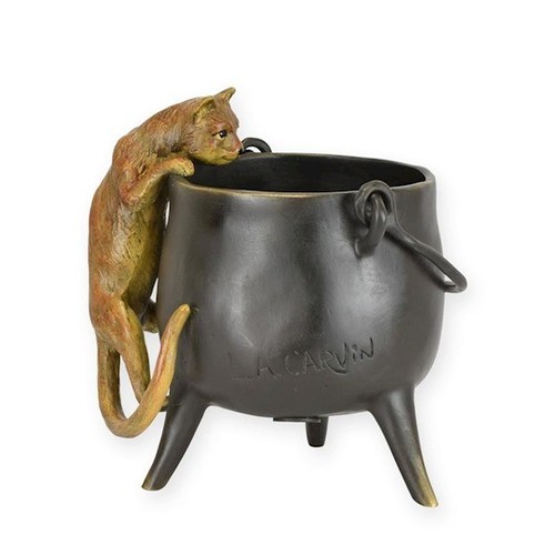 Bronze skulptur katze klettert - bronze,