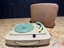 Vintage dekorativer tragbarer Kofferplattenspieler PHILIPS 60er beige