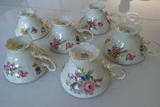 6x Rosenthal Pompadour Tasse Kaffeetasse Teetasse Porzellan Goldrand Blumenmotiv