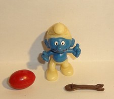 EIERLAUF SCHLUMPF inkl. Löffel + Ei OLYMPIADE der Schlümpfe 1983 ORIGINAL