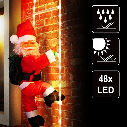 Weihnachtsmann leiter 90cm led - weihnachtsmann,