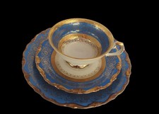 PORZELLAN-KAFFEE-TASSE 3 tlg. SAMMELTASSE- ALKA KUNST KRONACH BAVARIA-VERGOLDET