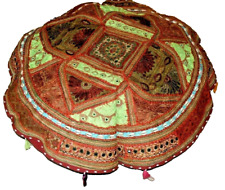 Sitzkissen Pouf Ottomans Kissenbezug Rot Rund 90 cm Handgefertigt Baumwolle