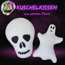 Kuschelkissen aus Fleece weich Skull Geist Schädel Halloween