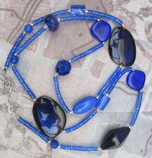 Langani Kette Halskette Collier Damen blau neuwertig sehr schön !