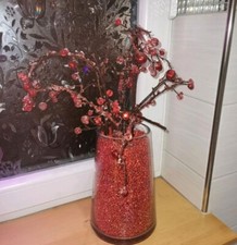 Deko Glas Steine Rot Glocken Schnee kunst Dekoration Massiv Glitzer rote deko