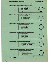 [K-298] Stimmzettel DDR: 20.10.1946 Landtagswahl in Sachsen (Bundesland Sachsen)